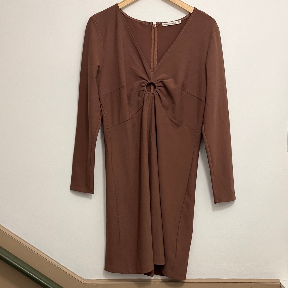 Abercrombie & Fitch Long Sleeve Brown Dress ExtraLarge Tall - Picture 4 of 10